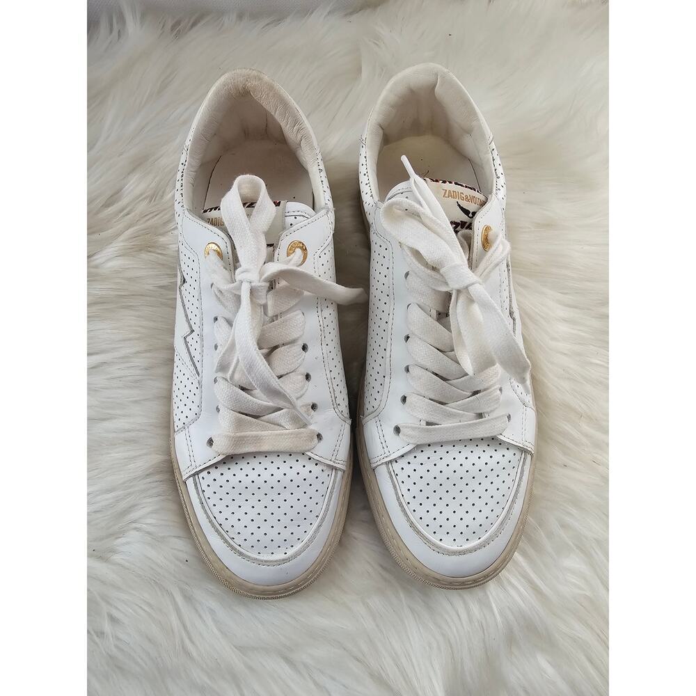 Zodic & Voltaire Womens white Sneakers leather lace up size 38 - Picture 3 of 9